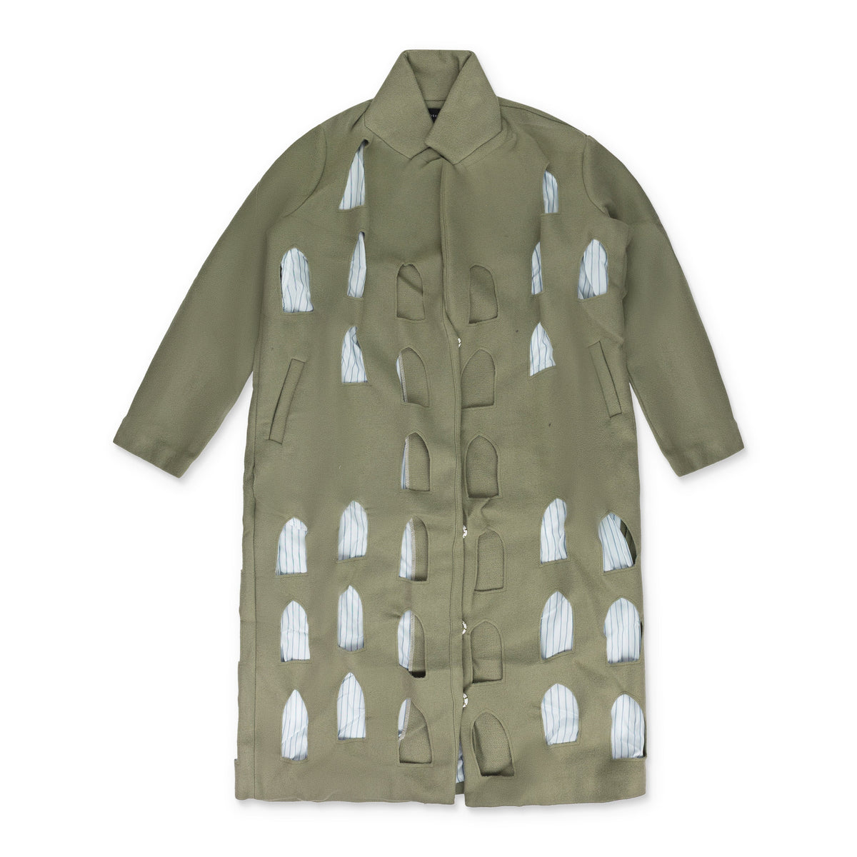 GREEN STAINED GLASS LASER TRENCH COAT