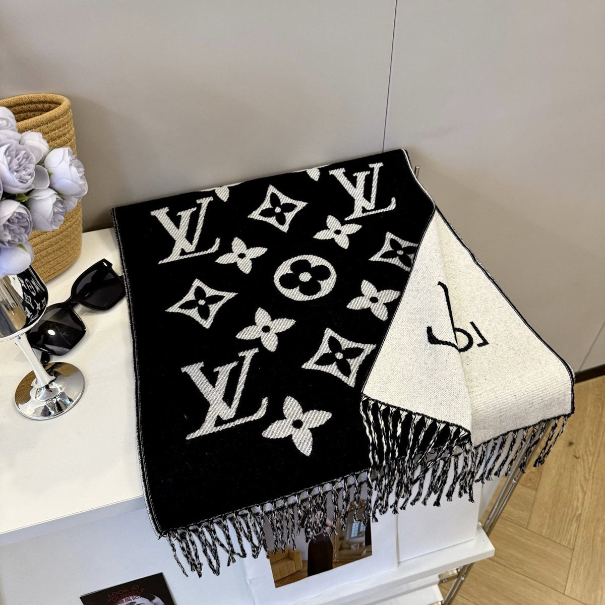 Louis Vuitton Reversible Fringed Scarf